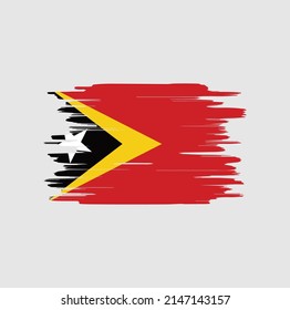 Timor Leste Flag Brush Strokes. National Flag