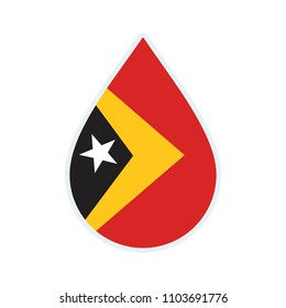 Timor Leste flag icon. Water icon. Drop water. Timor Leste badge. Flag drop.