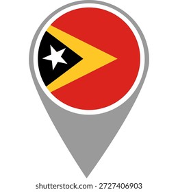 Timor Leste flag location pin, Timor Leste flag on location pin, Timor Leste map pointer in high quality