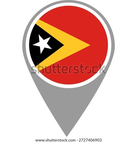 Timor Leste flag location pin, Timor Leste flag on location pin, Timor Leste map pointer in high quality