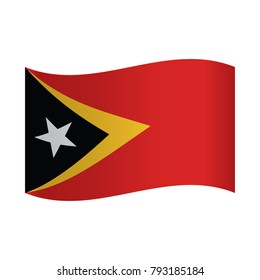 Timor Leste Flag, National flag of East Timor: black triangle with white star within bigger yellow one on red background.