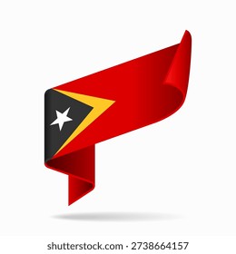 Timor Leste flag ribbon icon for patriotic, cultural, or national-themed designs. Vector illustration.