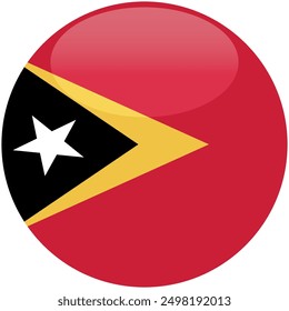 Timor Leste flag vector icon. Glossy round icon with flag of the Timor Leste on white background