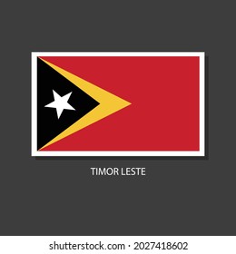 Timor Leste flag Vector Square Icon on Black Background.