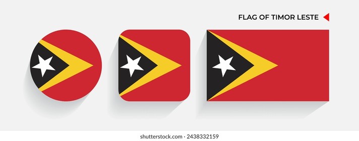 Timor Leste Flags arranged in round, square and rectangular shapes