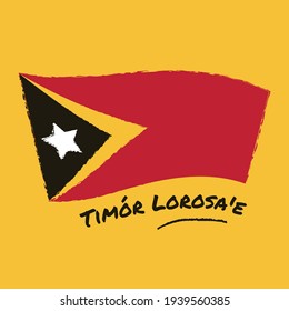 Timor Leste Hand Drawn Flag
