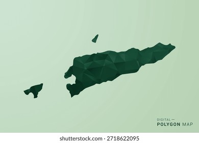 Karte von Timor Leste - Vektorgrafik im Stil eines grünen Polygons, geometrisches Design mit niedrigem Poly und sauberer Silhouette auf weichgrünem Hintergrund.