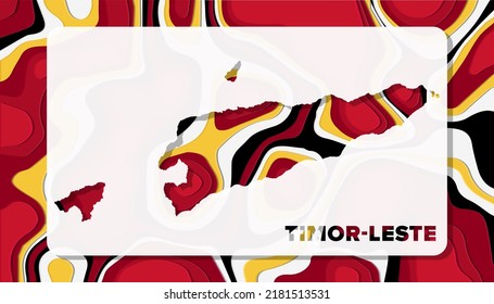 Mapa de Timor Oriental con forma de fondo de ondas de corte de papel, perfecto para tarjeta de felicitación, fondo de escritorio y pancarta
