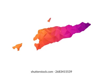 Timor Leste Map - Polygon Style Vector Illustration in Orange and Pink Gradient, Low Poly Geometric Design, Isolated on White Background for Infographics and Education.