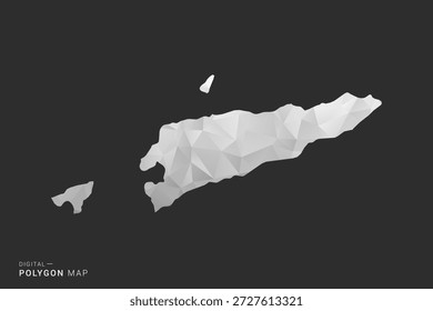 Mapa de Timor Oriental - Ilustración vectorial de estilo polígono en diseño geométrico de bajo poli negro, gris y blanco, silueta mínima, aislado para infografía.