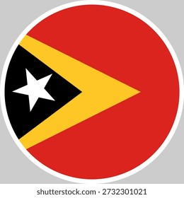 Ilustración vectorial nacional de la bandera de Timor Oriental en forma de círculo, diseño de alta calidad