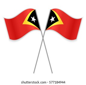 Timorese and Timorese crossed flags. East Timor combined with East Timor isolated on white. Language learning, international business or travel concept.