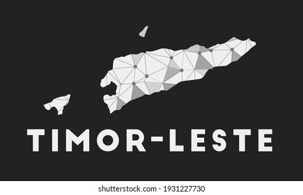 Timor-Leste - communication network map of the country. Timor-Leste trendy geometric design on a dark background. Technology, internet, network, telecommunication concept. Vector illustration.