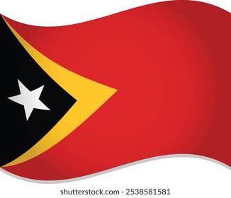 Timor-Leste Bandeira do País Acenando, Bandeira 3D do País de Timor-Leste - Vetor