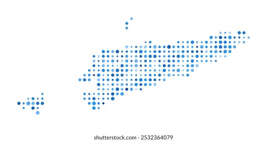 Mapa de Timor-Leste. Forma de Estilo Digital Country. Imagem vetorial de Timor-Leste. Forma de país pontos circulares azuis. Incrível ilustração vetorial.