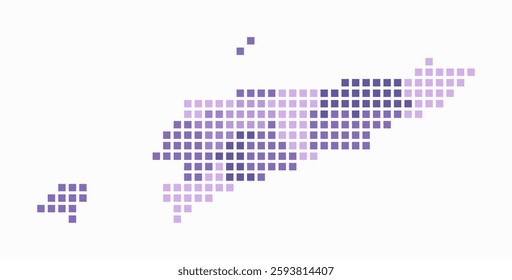 Timor-Leste dotted map. Digital style map of the country on white background. Timor-Leste shape with square dots. Colored dots style. Large size squares. Creative vector illustration.