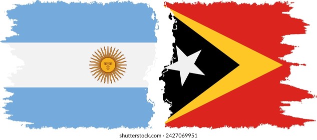 Timor-Leste - East Timor and Argentina grunge flags connection, vector