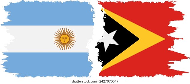 Timor-Leste - East Timor and Argentina grunge flags connection, vector