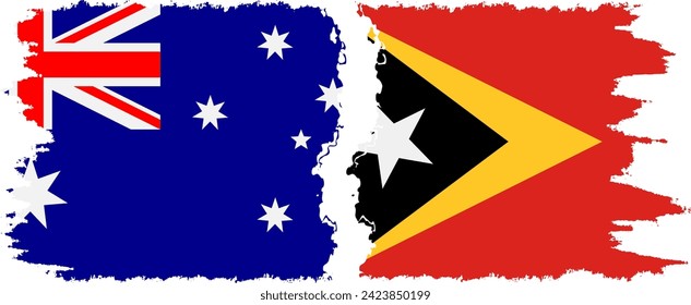 Timor-Leste - East Timor and Australia grunge flags connection, vector