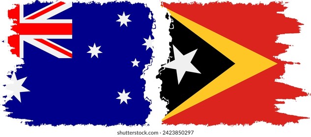 Timor-Leste - East Timor and Australia grunge flags connection, vector