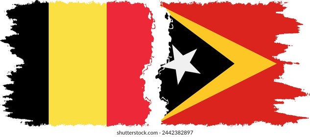 Timor-Leste - East Timor and Belgium grunge flags connection, vector