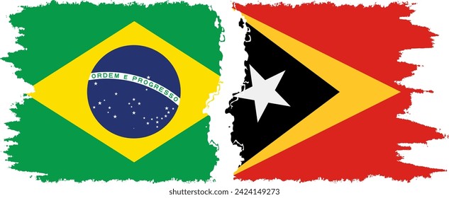 Timor-Leste - East Timor and Brazil grunge flags connection, vector