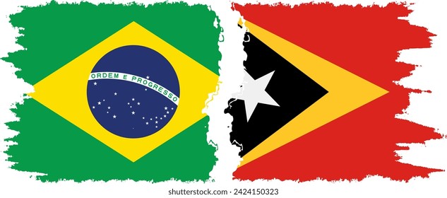 Timor-Leste - East Timor and Brazil grunge flags connection, vector