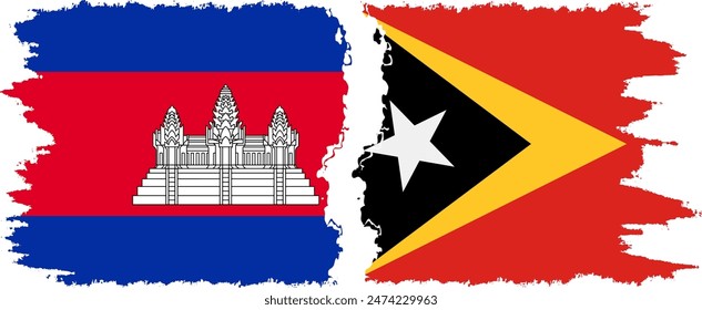 Timor-Leste - East Timor and Cambodia grunge flags connection, vector