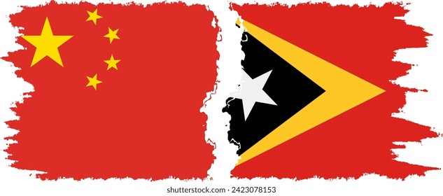 Timor-Leste - East Timor and China grunge flags connection, vector