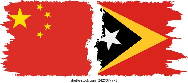 Timor-Leste - East Timor and China grunge flags connection, vector