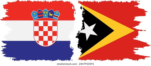 Timor-Leste - East Timor and Croatia grunge flags connection, vector