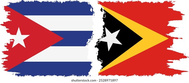 Timor-Leste - Timor Leste e Cuba grunge bandeiras conexão, vetor