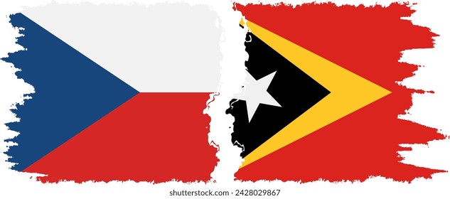 Timor-Leste - East Timor and Czech grunge flags connection, vector