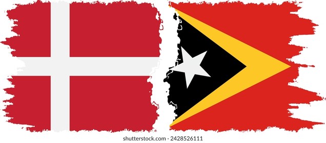 Timor-Leste - East Timor and Denmark grunge flags connection, vector