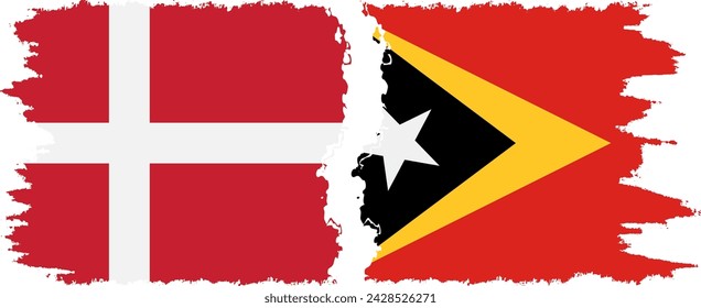 Timor-Leste - East Timor and Denmark grunge flags connection, vector