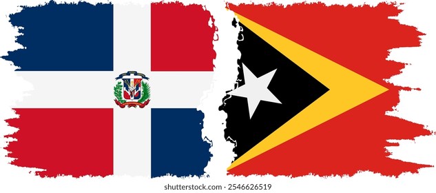 Timor-Leste - East Timor and Dominican Republic grunge flags connection, vector