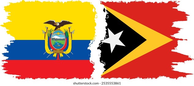 Timor-Leste - Timor-Leste e Equador grunge flags connection, vetor