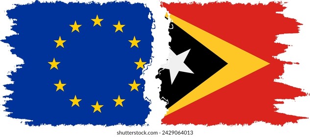 Timor-Leste - East Timor and European Union grunge flags connection, vector