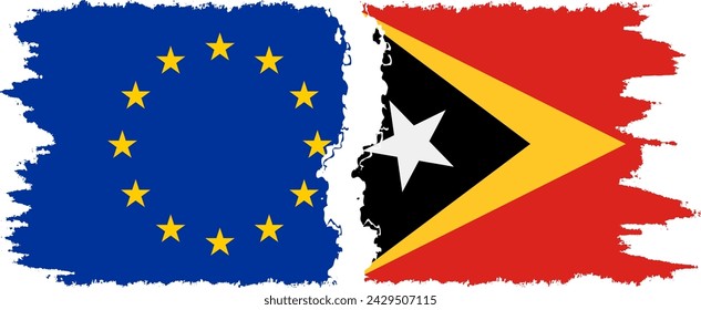 Timor-Leste - East Timor and European Union grunge flags connection, vector