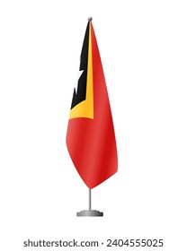 Timor-Leste - East Timor flag on flag stand for official meetings, transparent background, vector