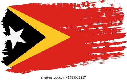 Timor-Leste - East Timor flag, wide brush stroke on transparent background, vector.