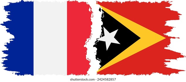 Timor-Leste - East Timor and France grunge flags connection, vector