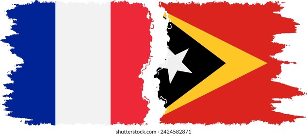 Timor-Leste - East Timor and France grunge flags connection, vector