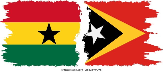 Timor-Leste - East Timor and Ghana grunge flags connection, vector