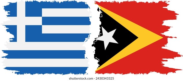 Timor-Leste - East Timor and Greece grunge flags connection, vector