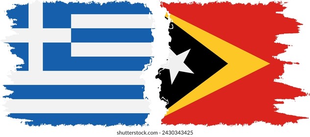 Timor-Leste - East Timor and Greece grunge flags connection, vector