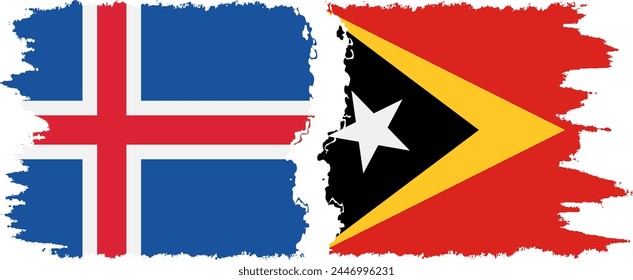 Timor-Leste - East Timor and Iceland grunge flags connection, vector