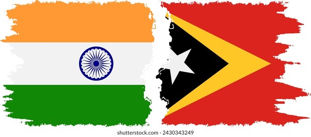 Timor-Leste - East Timor and India grunge flags connection, vector