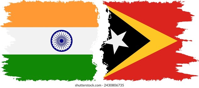 Timor-Leste - East Timor and India grunge flags connection, vector