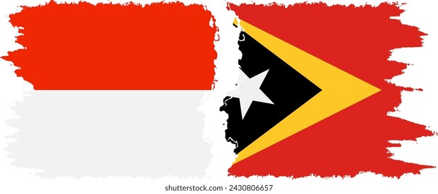 Timor-Leste - East Timor and Indonesia grunge flags connection, vector